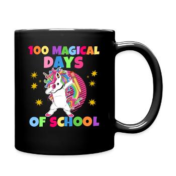100 Days School School Child Celebration Unicorn Teacher - Full Colour Mug - black - Right