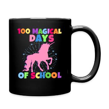 100 Tage Schule Schulkind Feier Einhorn Lehrer - Tasse einfarbig - Schwarz - Rechts