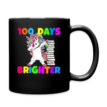 100 days brighter 100 magical days of school - Full Colour Mug - black - Right