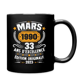 Cadeau D'anniversaire 33 Ans Mars 1990 Vintage - Mug uni - noir - Droite