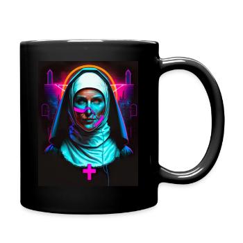 Portrait of a Creepy Nun in Cyber Emo - Full Colour Mug - black - Right