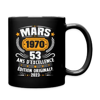Cadeau D'anniversaire 53 Ans Mars 1970 Vintage - Mug uni - noir - Droite