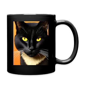 Cute Cat Gold Black - Full Colour Mug - black - Right