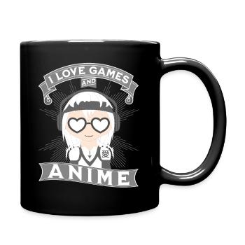 I love games and anime - Full Colour Mug - black - Right