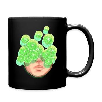 Funny Lime Face - Full Colour Mug - black - Right
