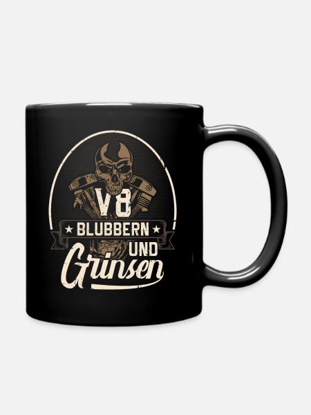V8 - Blubbern und grinsen - Tasse einfarbig - Schwarz