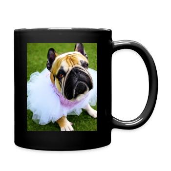 Eine französische Bulldogge im Tutu - Tasse einfarbig - Schwarz - Rechts