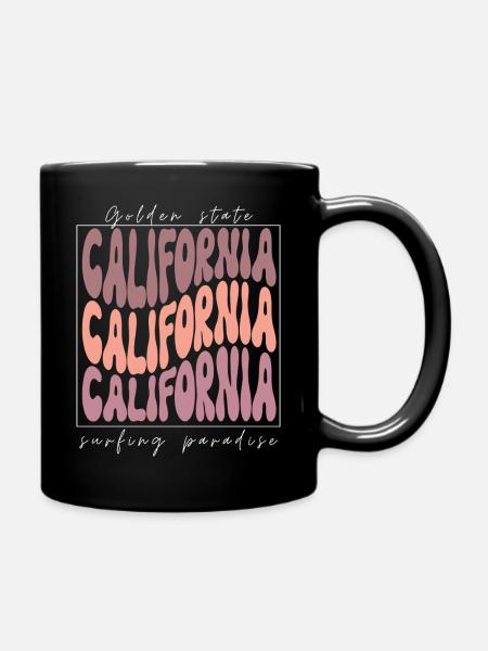 Retro California, Summer Design - Full Colour Mug - black