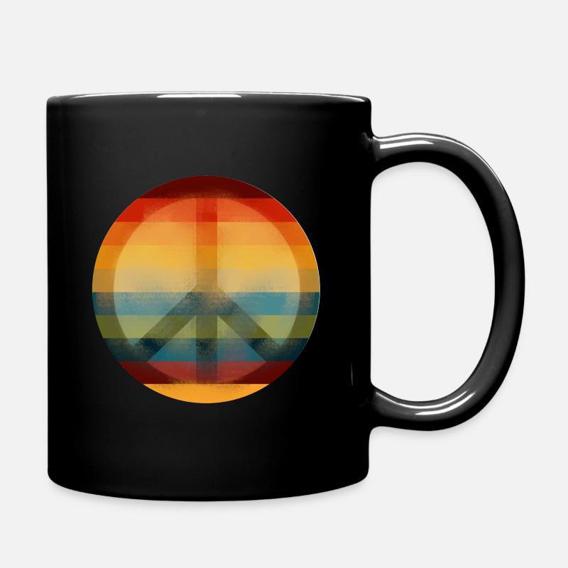 Peace Retro - Tasse einfarbig - Schwarz