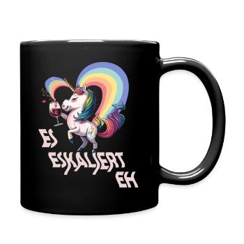 Einhorn Wein Regenbogen Party Festival - Tasse einfarbig - Schwarz - Rechts