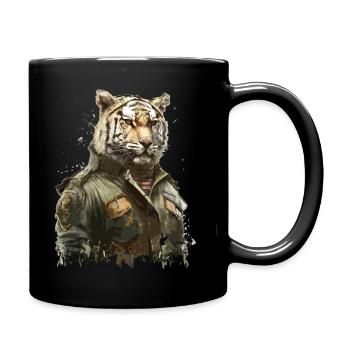 Tiger - Militär - Tasse einfarbig - Schwarz - Rechts