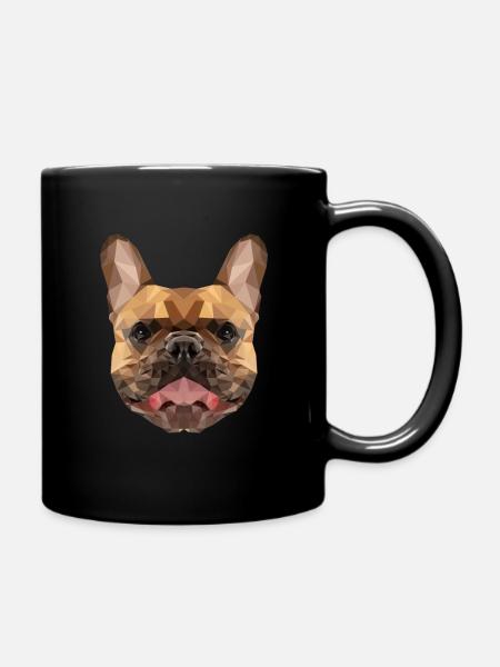 Pug | Polygon Dogs Head | Dog's head geometric - Full Colour Mug - black