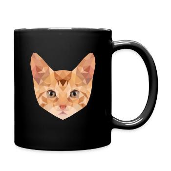 Katze | Polygon Kätzchen Kopf | Katzenkopf Kater - Tasse einfarbig - Schwarz - Rechts