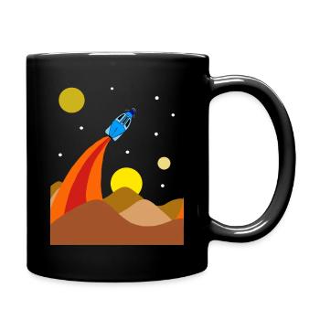 Vaisseau Lunaire Paysage Lunaire Espace Planètes Étoiles - Mug uni - noir - Droite
