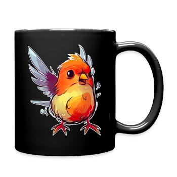 Arrogant red bird with slight overweight - Full Colour Mug - black - Right