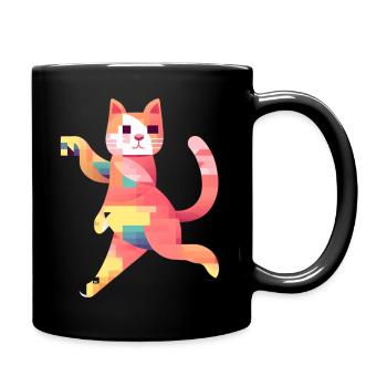 Pixel Cat - Full Colour Mug - black - Right