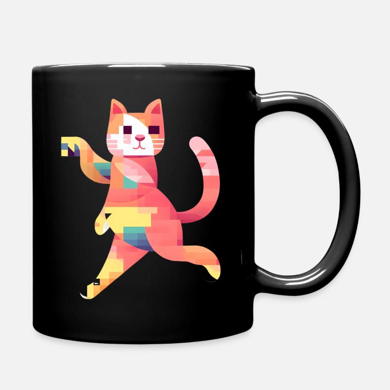 Pixel Cat - Full Colour Mug - black