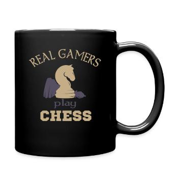 Chess player playing chess pieces saying - Full Colour Mug - black - Right