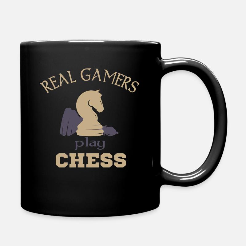 Chess player playing chess pieces saying - Full Colour Mug - black