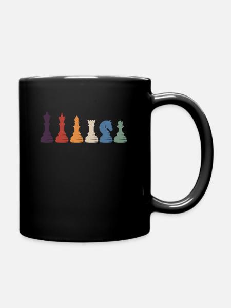 Vintage Chess Pieces Chess Chess Player Matt - Full Colour Mug - black