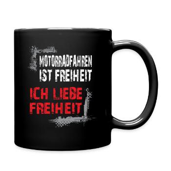 Motorradfahren ist Freiheit Motorrad Biker Spruch - Tasse einfarbig - Schwarz - Rechts