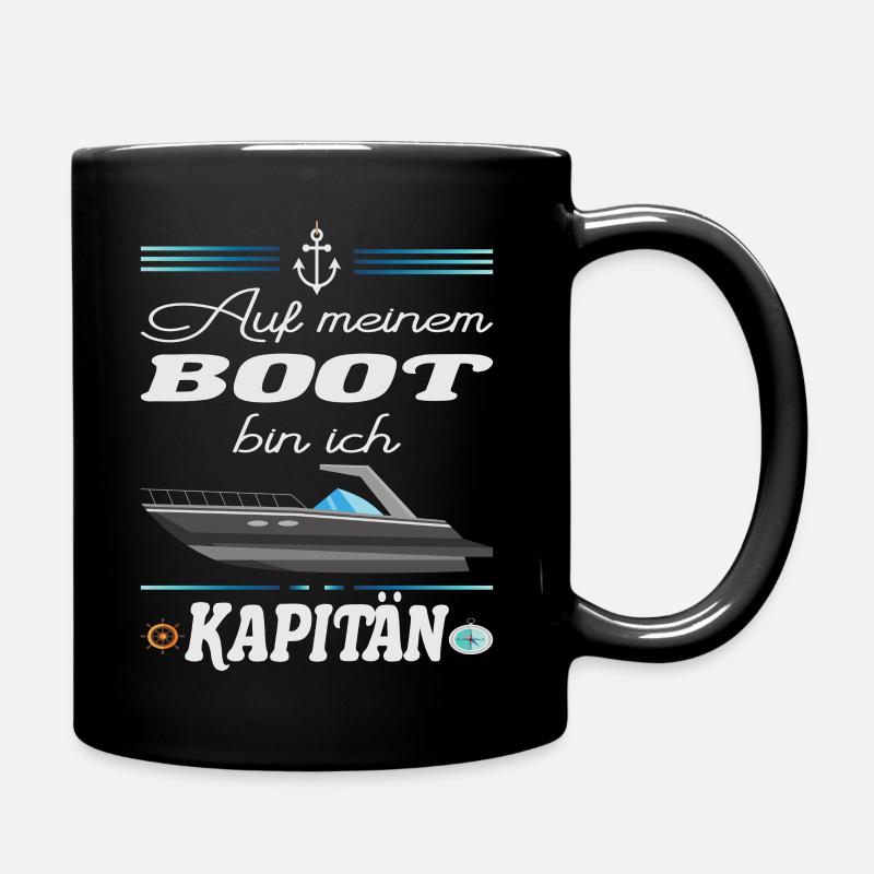 Auf meinem BOOT bin ich Kapitän - Tasse einfarbig - Schwarz