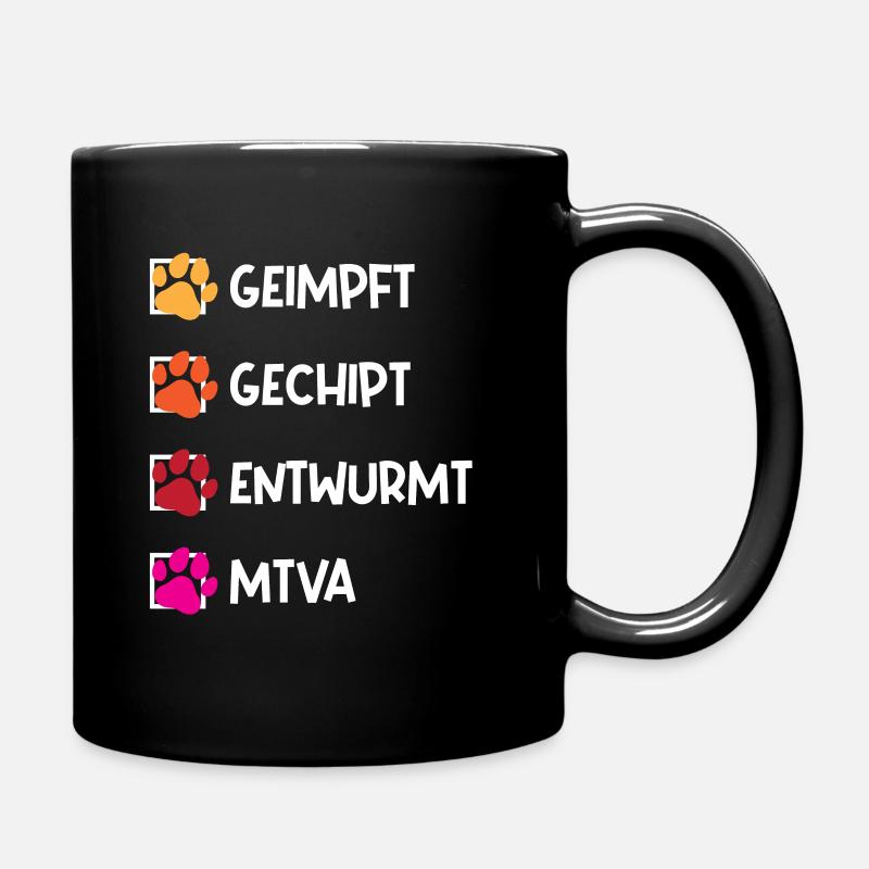 Geimpft, gechipt, entwurmt, mtva tierarzt design - Tasse einfarbig - Schwarz