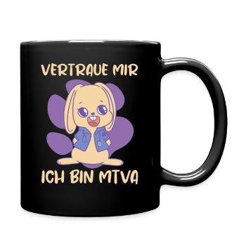 vertraue mir ich bin mtva tierarzthelfer - Tasse einfarbig - Schwarz - Rechts