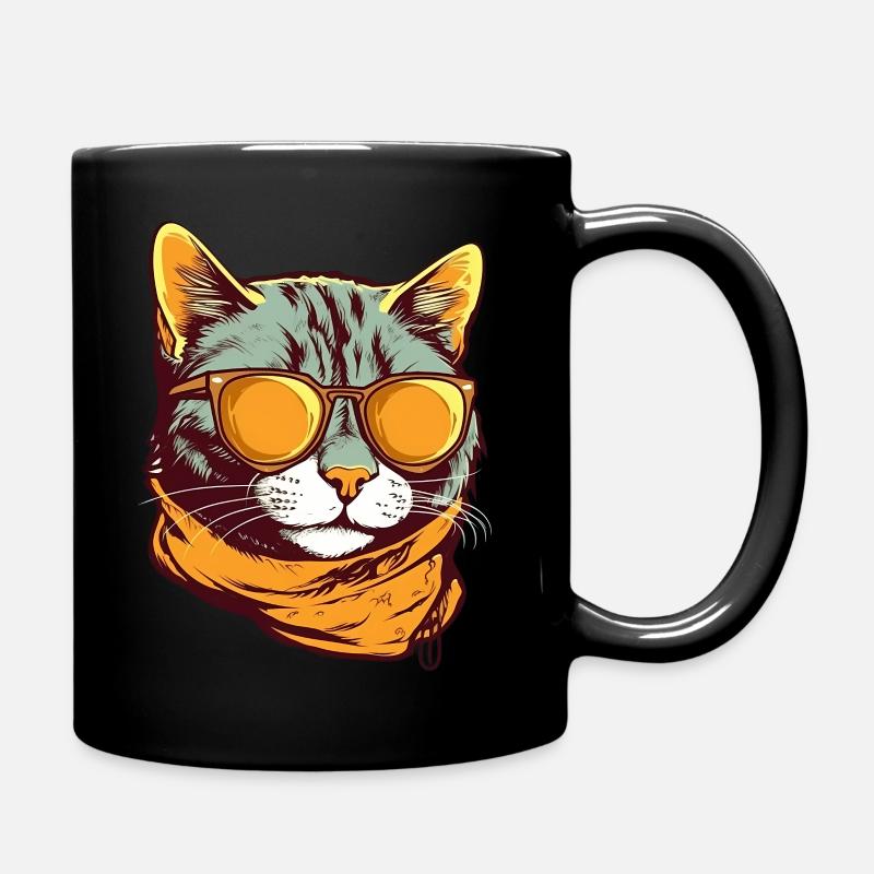 Coole Katze mit Sonnenbrille - Tasse einfarbig - Schwarz
