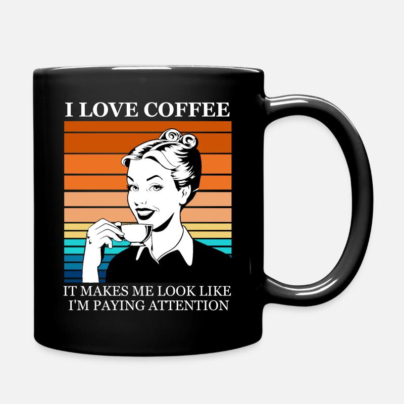 I Love Coffee - Tasse einfarbig - Schwarz
