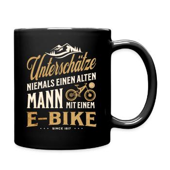 E Bike Alter Mann Spruch - Tasse einfarbig - Schwarz - Rechts