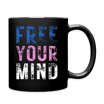 FREE YOUR MIND – Color Blue, Pink, White - Full Colour Mug - black - Right