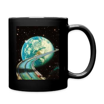 Autobahn zur Erde - Tasse einfarbig - Schwarz - Rechts
