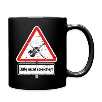 Achtung Geige - bitte nicht streichen! - Tasse einfarbig - Schwarz - Rechts