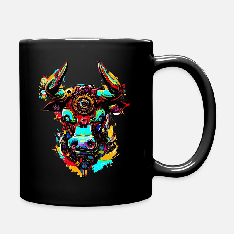 Taureau coloré créatif mécanique - Mug uni - noir