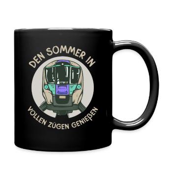 Den sommer in vollen Zügen genießen lustiges Bahn - Tasse einfarbig - Schwarz - Rechts