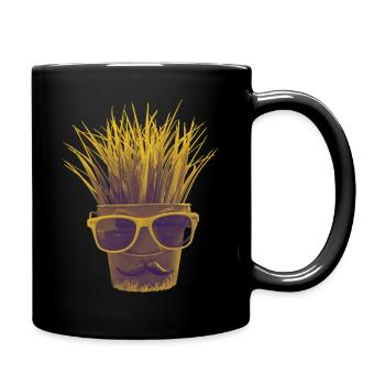 "Hipster mit Kräutern" - Tasse einfarbig - Schwarz - Rechts