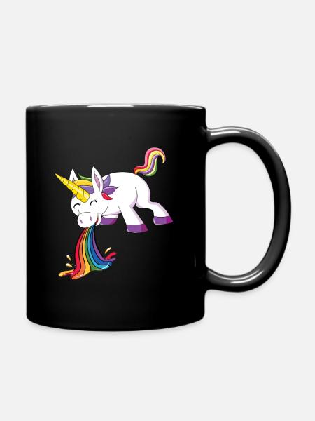 Kotzendes Einhorn Regenbogen - Tasse einfarbig - Schwarz