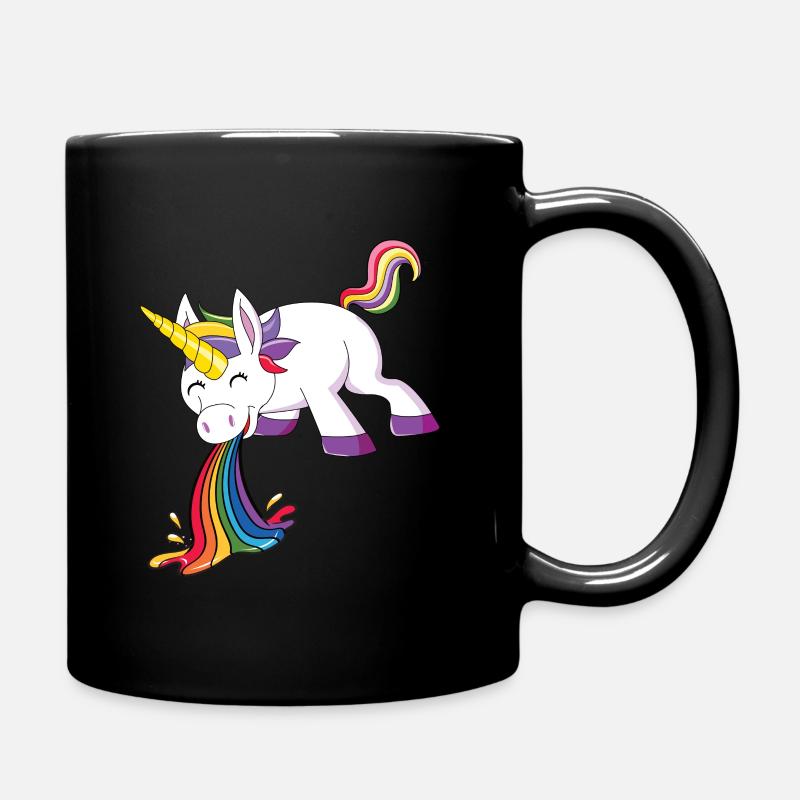 Kotzendes Einhorn Regenbogen - Tasse einfarbig - Schwarz