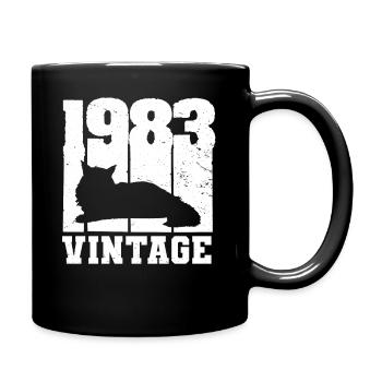 1983 Vintage Cat Maine Coon White - Full Colour Mug - black - Right