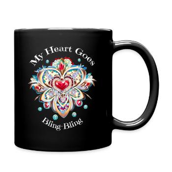 My Heart Goes Bling-Bling - Tasse einfarbig - Schwarz - Rechts