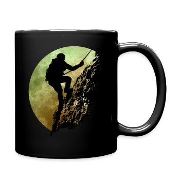 Mountaineer on mountain face (green/orange) - Full Colour Mug - black - Right