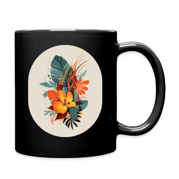 Minimalistische Blumen - Pflanzen - Tasse einfarbig - Schwarz - Rechts