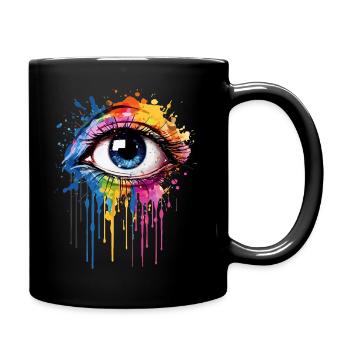Expressive Rainbow Eye - Full Colour Mug - black - Right