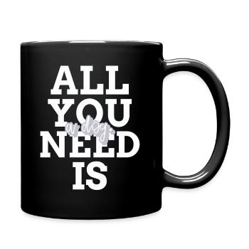 ALL YOU NEED IS A DOG Dog Motif - Full Colour Mug - black - Right