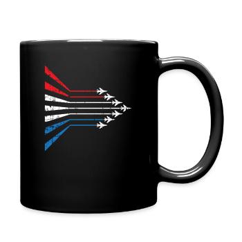 American Flag USA Airplane Jet Fighter 4th of July - Full Colour Mug - black - Right