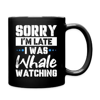 Désolé d’être en retard, j’observais les baleines - Mug uni - noir - Droite