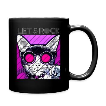 Let's Rock - Cat - Full Colour Mug - black - Right