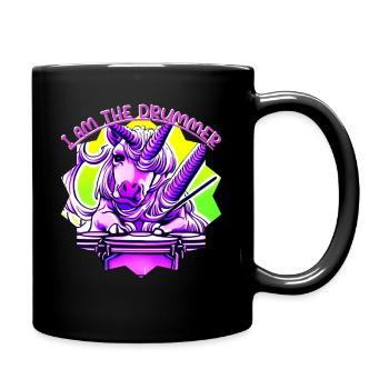 I am the drummer - Unicorn - Tasse einfarbig - Schwarz - Rechts