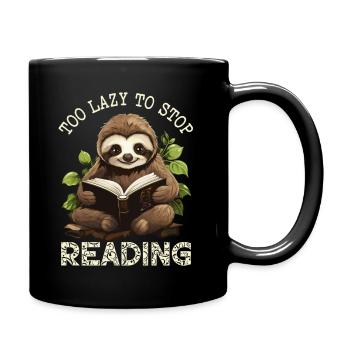 Bücher Lesen Faultier - Tasse einfarbig - Schwarz - Rechts
